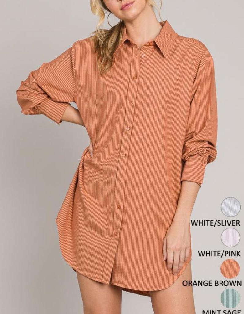 Orange Long Button up Long Sleeve