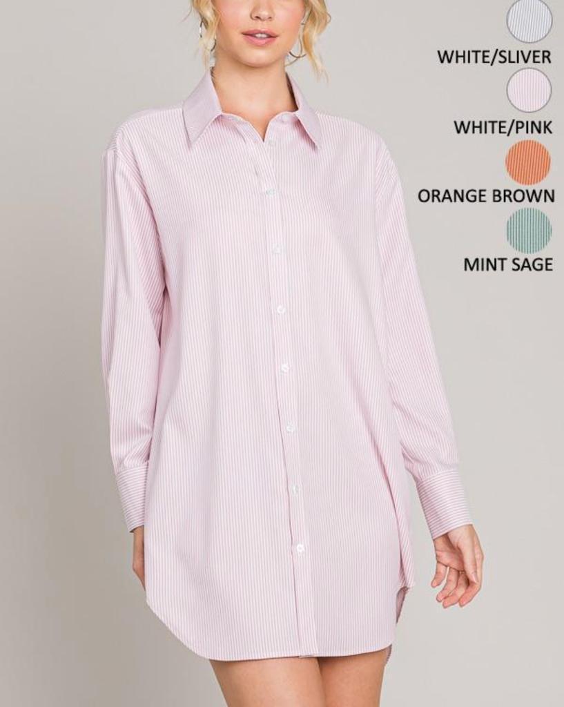 Pink Long Button up Long Sleeve