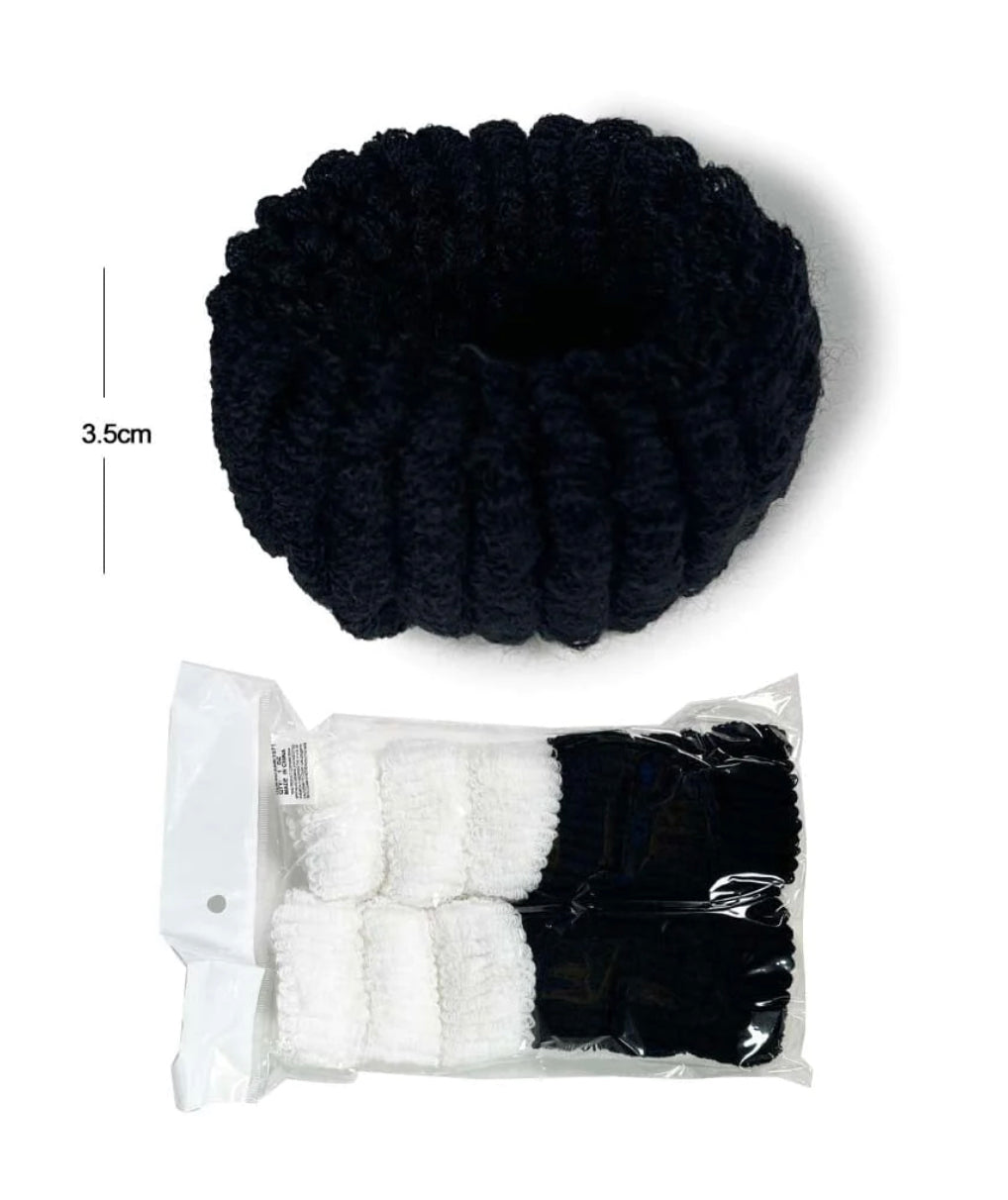 FASHION 12PC HAIR TIE BLACK & WHITE