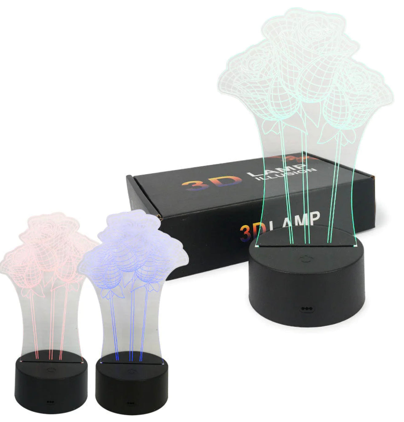 Rose 3D Night Light Colors Changing